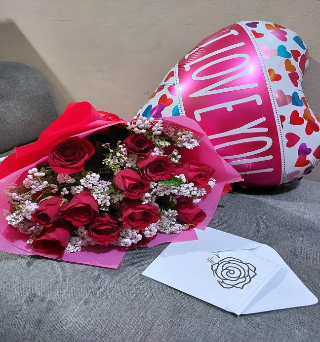 12 Stems Red Roses Bouquet