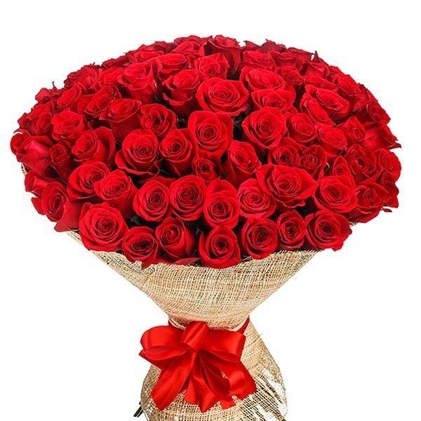 100 Stems Red Roses Bouquet –