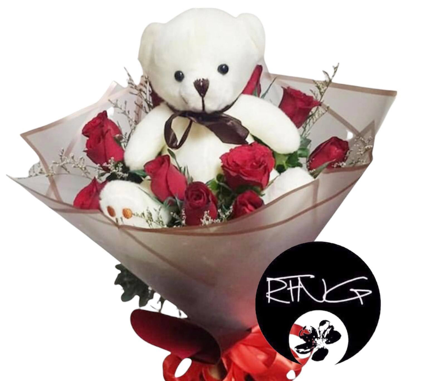 1 dz. Roses and Teddy - Redflowersngifts.com
