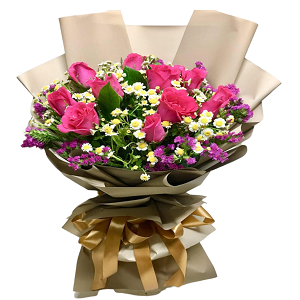 1dz. Dark Pink Roses Bouquet