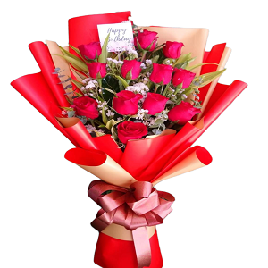 1 dz. Red Roses Bouquet 1 – RedFlowersnGifts.com