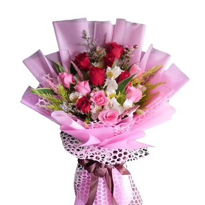 1 dz. Red & Pink Roses Bouquet