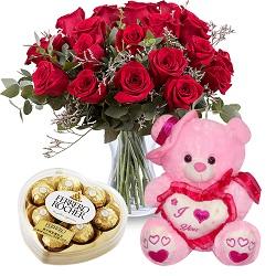 24 Red Roses in a Vase - Redflowersngifts.com