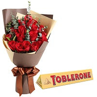 24 Red Roses Bouquet with Chocolates