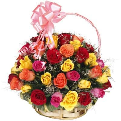 5 dz. Mixed Color Roses Basket