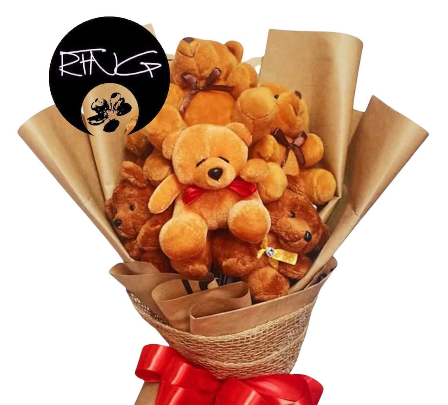 6 Mini Brown Bear Bouquet - Redflowersngifts.com