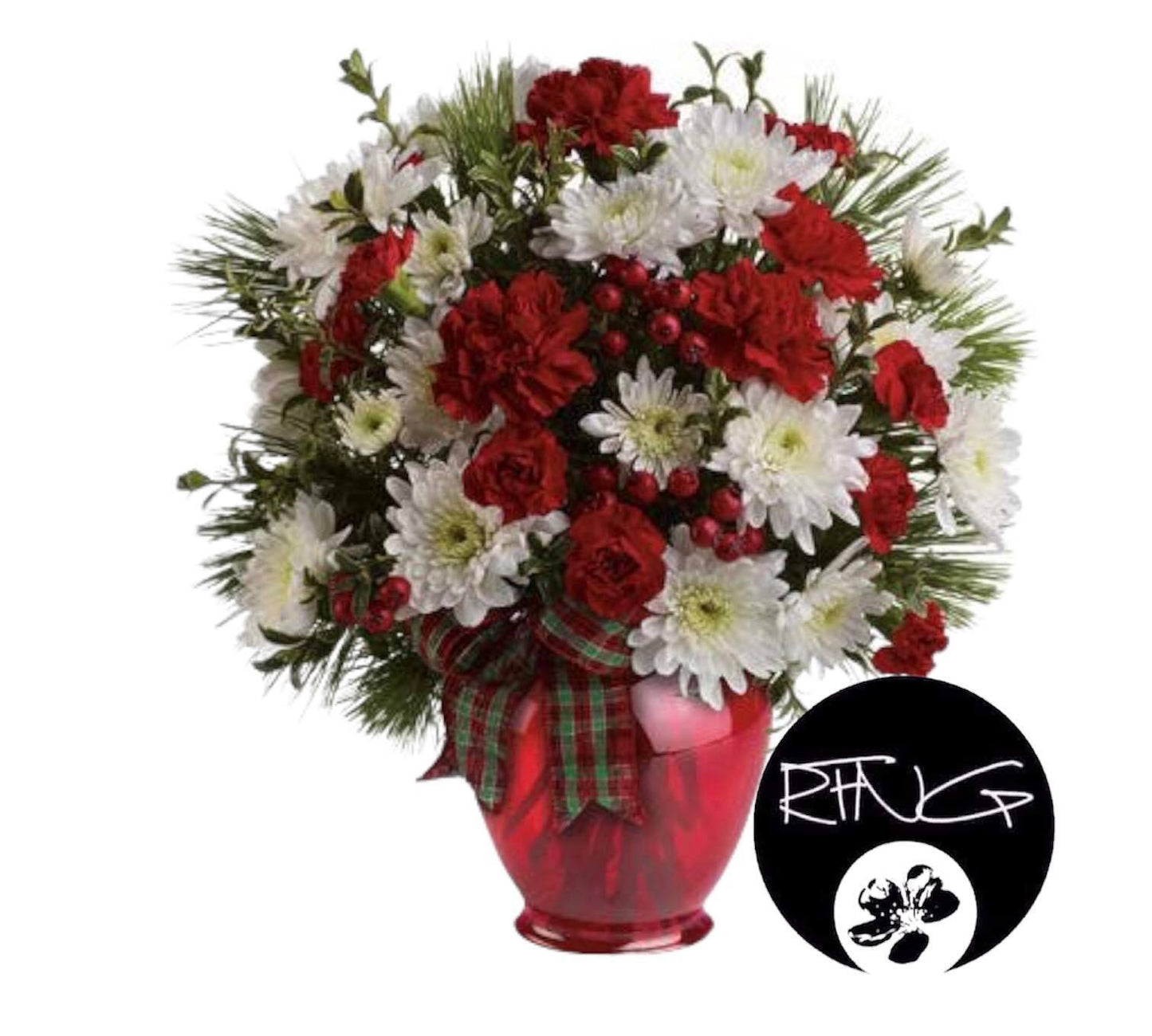 Christmas Vase 1 - Redflowersngifts.com