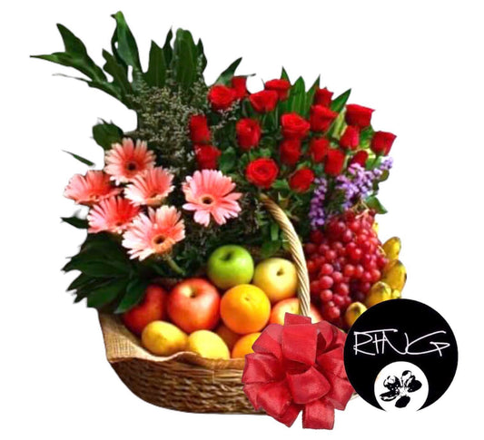 Elegant Flower and Fruit Basket - Redflowersngifts.com