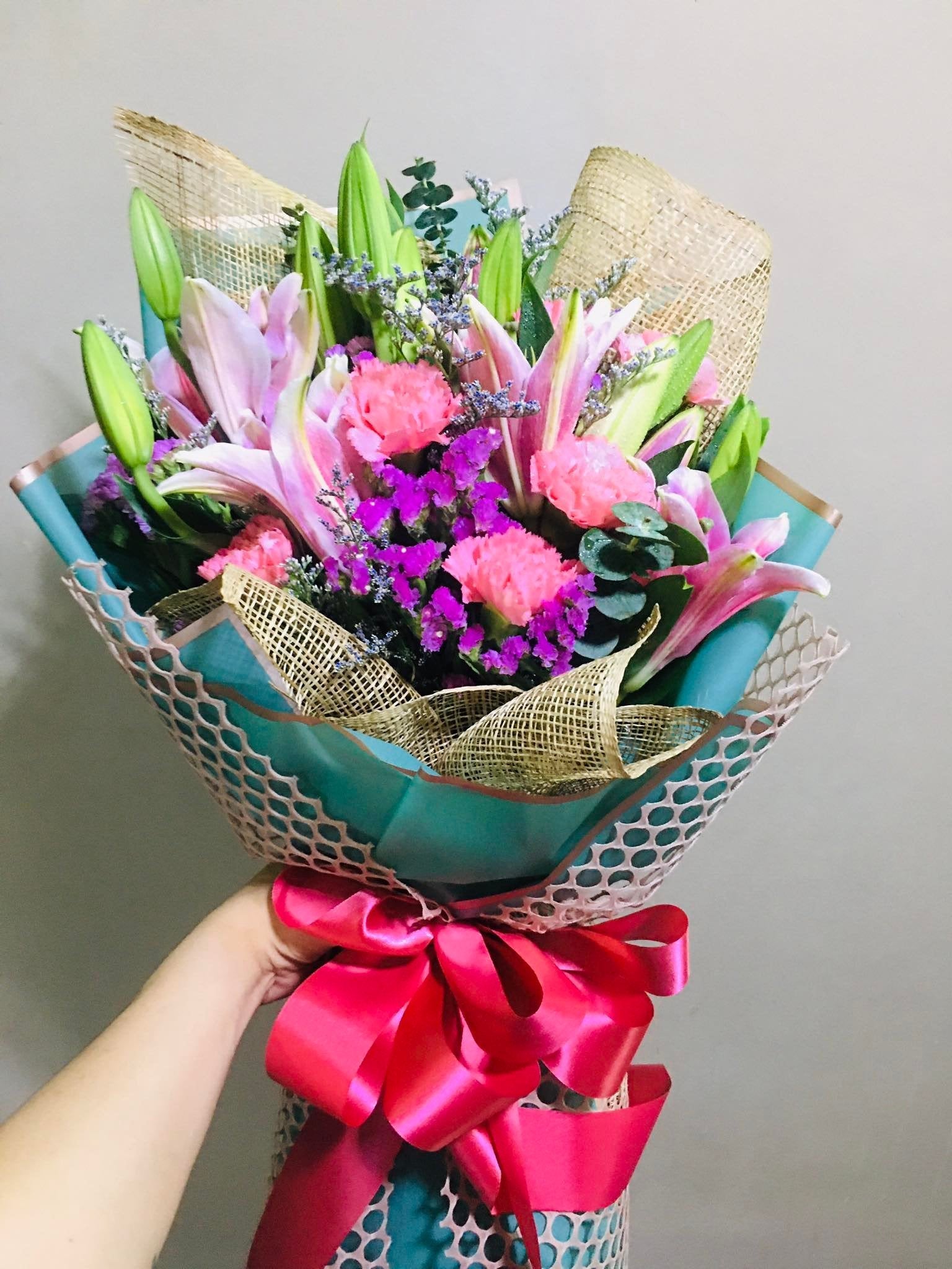 Stargazers & Carnations Bouquet - Redflowersngifts.com